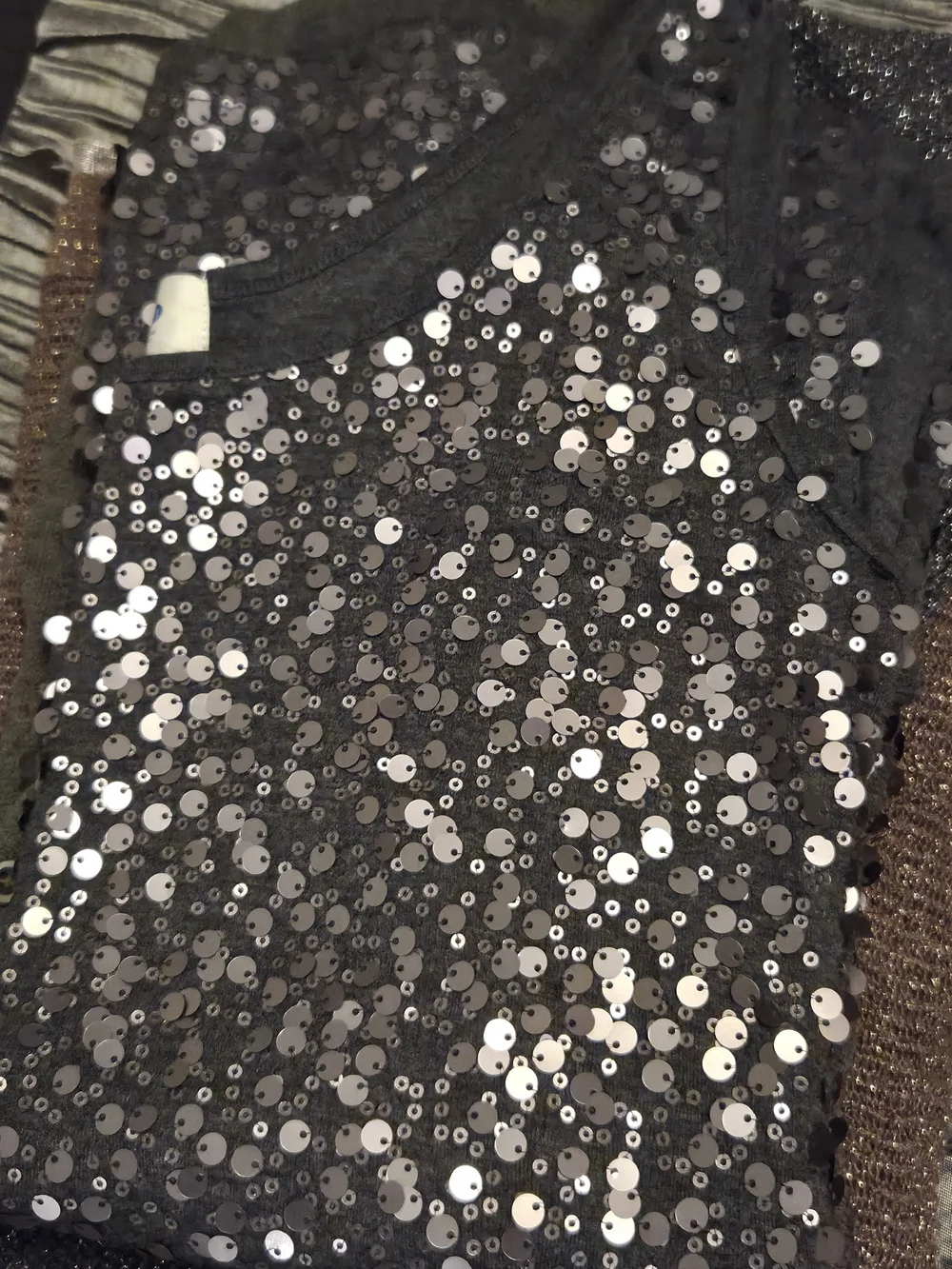 Old Navy Women's Charcoal Sequin Sleeveless Tank Top Sparkle Camisole. Size L. - Picture 11 of 12